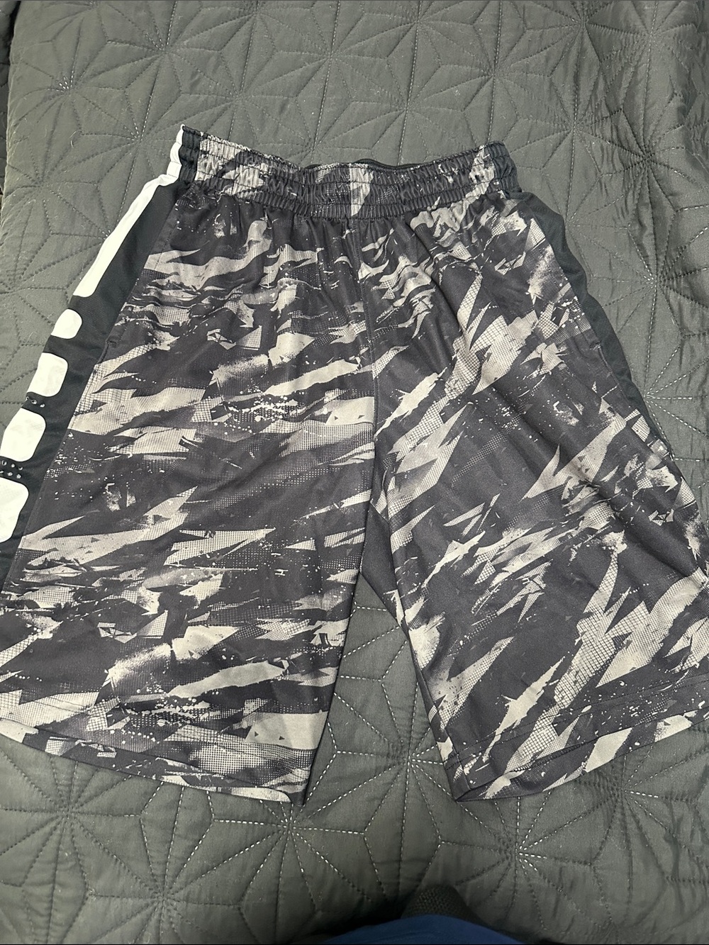 Nike Black and Gray Camouflage Athletic Shorts